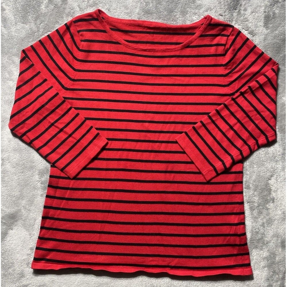 Red & Black Striped Women’s Long Sleeve Shirt Dress Or Casual Wear